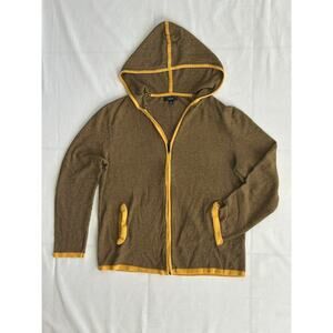 Alfani Mustard & Black Textured Zip-Up Hoodie (L)
